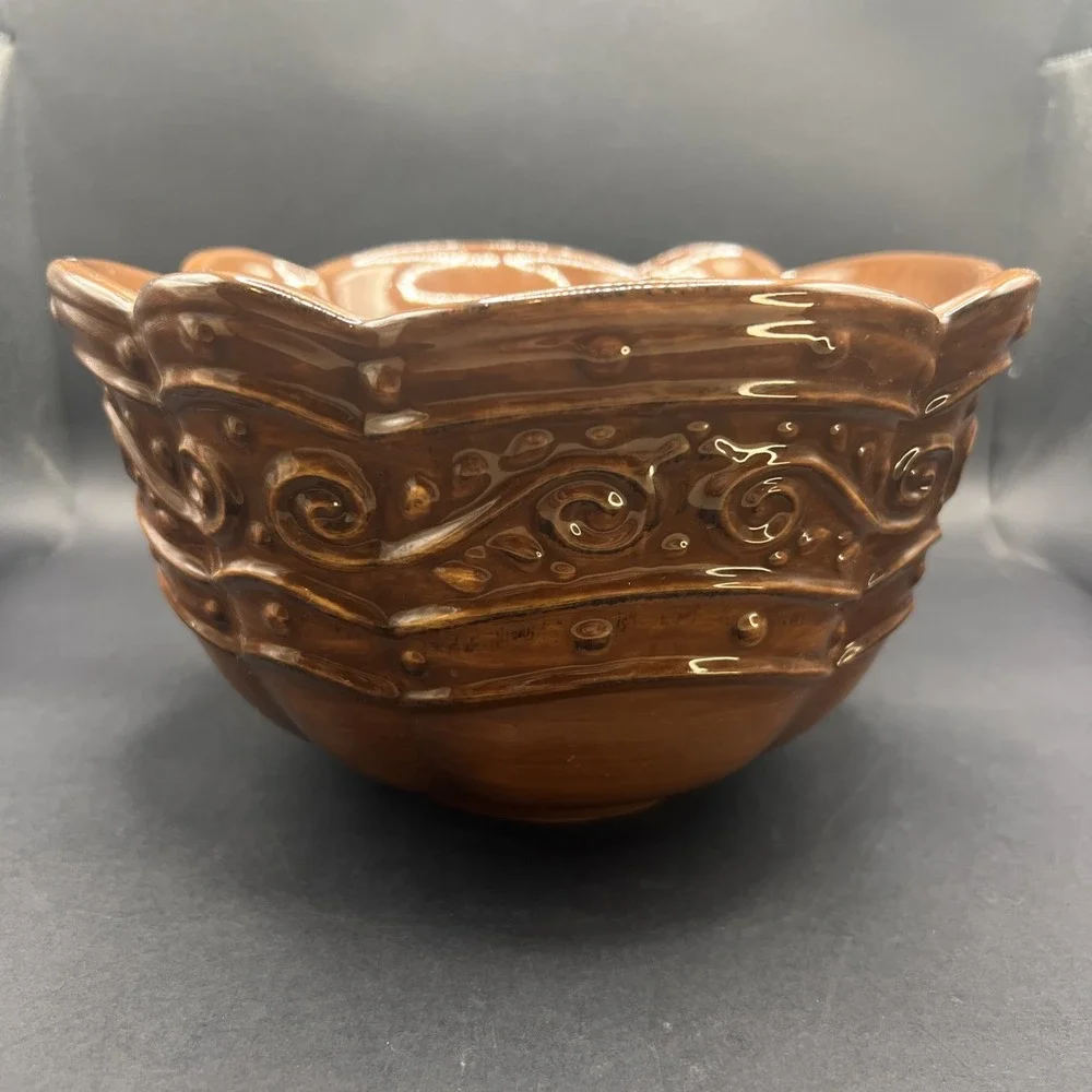 Celebrating Home Stoneware Collection Medium Bowl Brown Glaze Venetian Spice